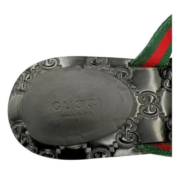 Gucci Interlocking GG Thong Sandal Black Leather Flat Flip Flop Slide EU 39 US 9 - Picture 10 of 14